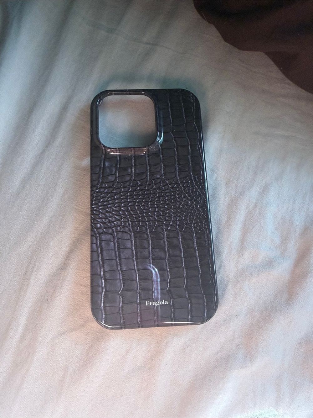 Fragola Black Croc-Texture Phone Case for Cell Phones